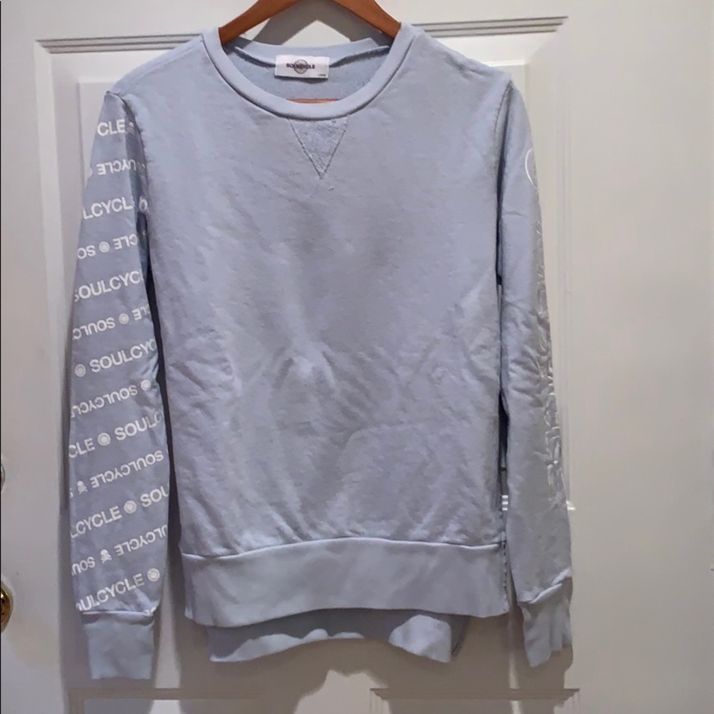 Sky-blue SoulCycle sweatshirt